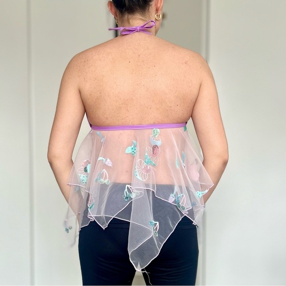 Handmade Y2K Fairycore Mushroom Babydoll Halter Top – Lilac Purple - Size S - Picture 4 of 9